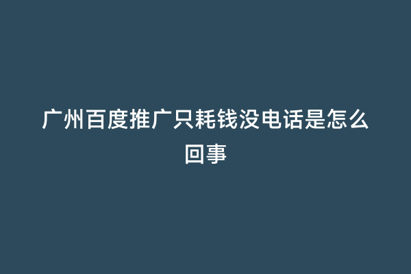 广州百度推广只耗钱没电话是怎么回事