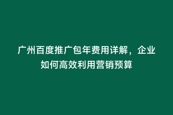 广州百度推广包年费用详解，企业如何高效利用营销预算