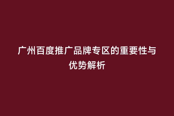 广州百度推广品牌专区的重要性与优势解析