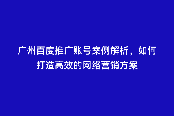 广州百度推广账号案例解析，如何打造高效的网络营销方案