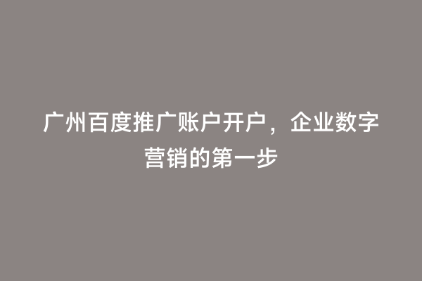 广州百度推广账户开户，企业数字营销的第一步